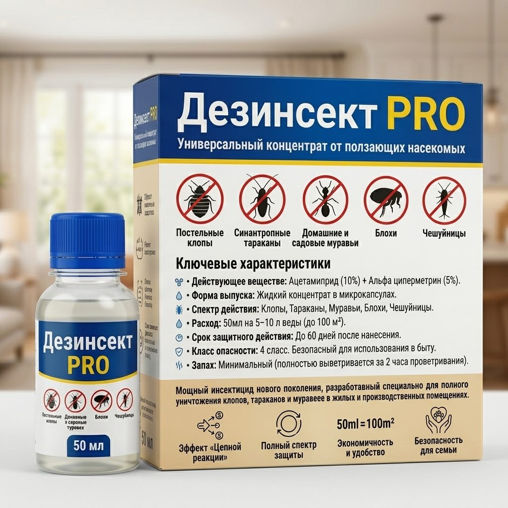 Дезинсект PRO — концентрат от ползающих насекомых, 50 мл