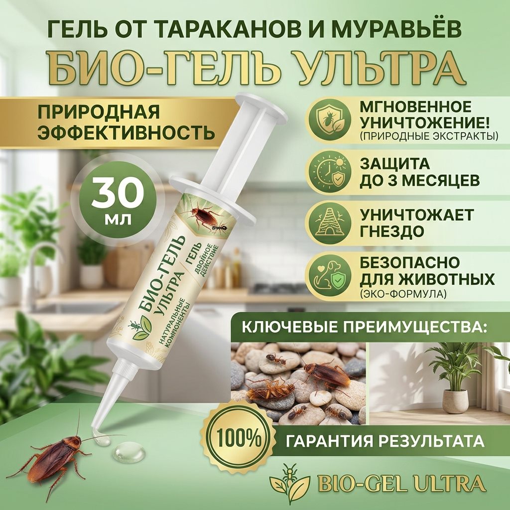 Био-Гель Ультра — гель от тараканов и муравьёв, 30 мл